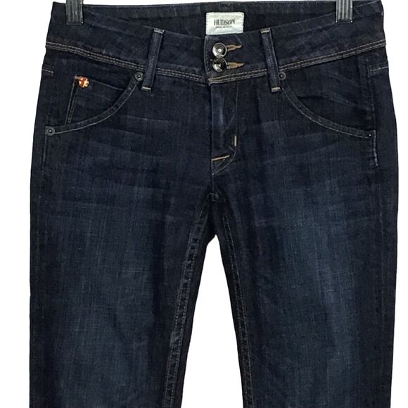 Hudson Jeans Mid Rise Collin Dark Wash LVC Slim Straight Flap Jeans sz 24 x 32 - Picture 6 of 10